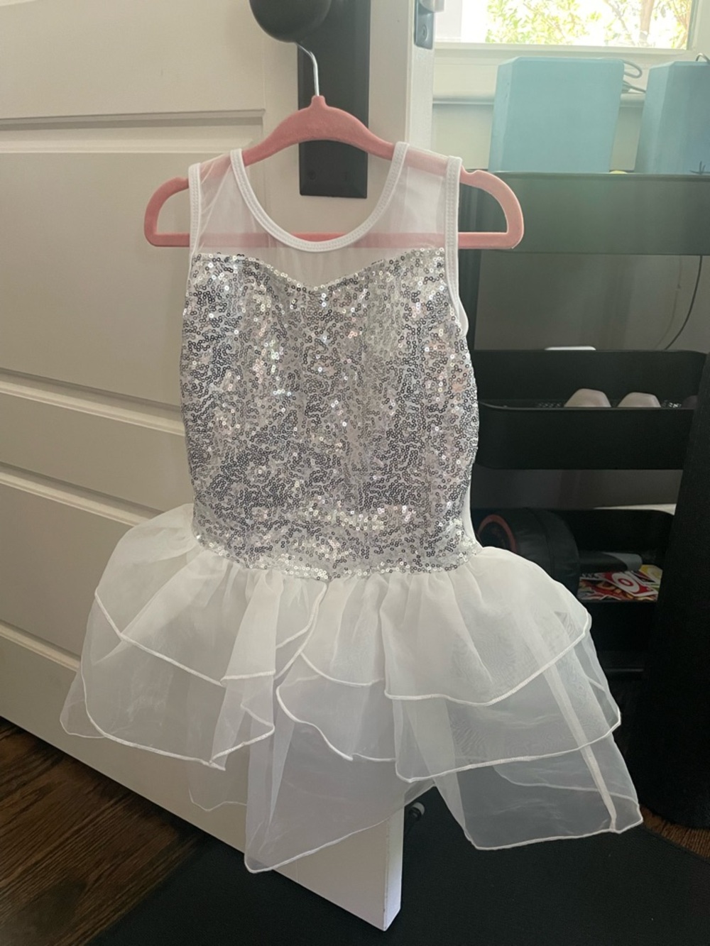 Sparkle Silver & White Kids Sequin Tutu Dress